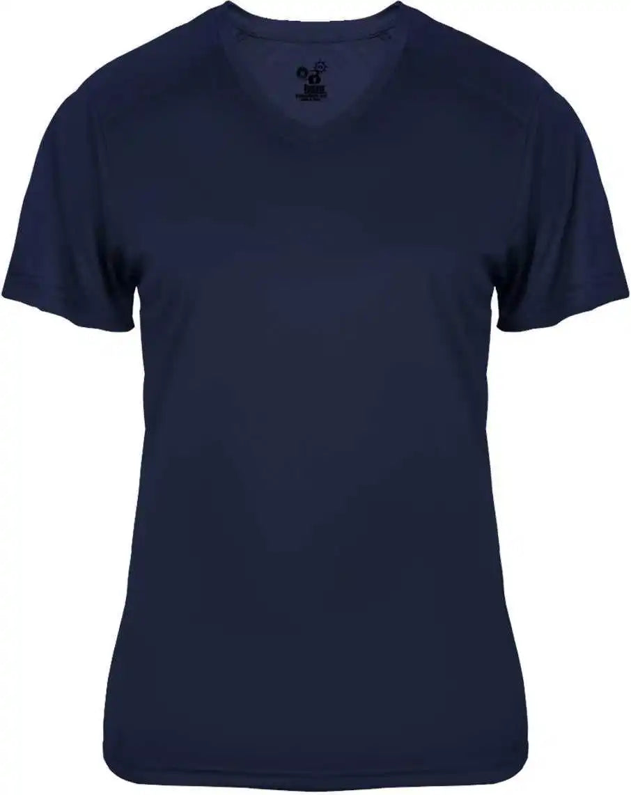 Badger Sport 4062 Ultimate Softlock Ladies V-neck Short Sleeve Tee - Navy