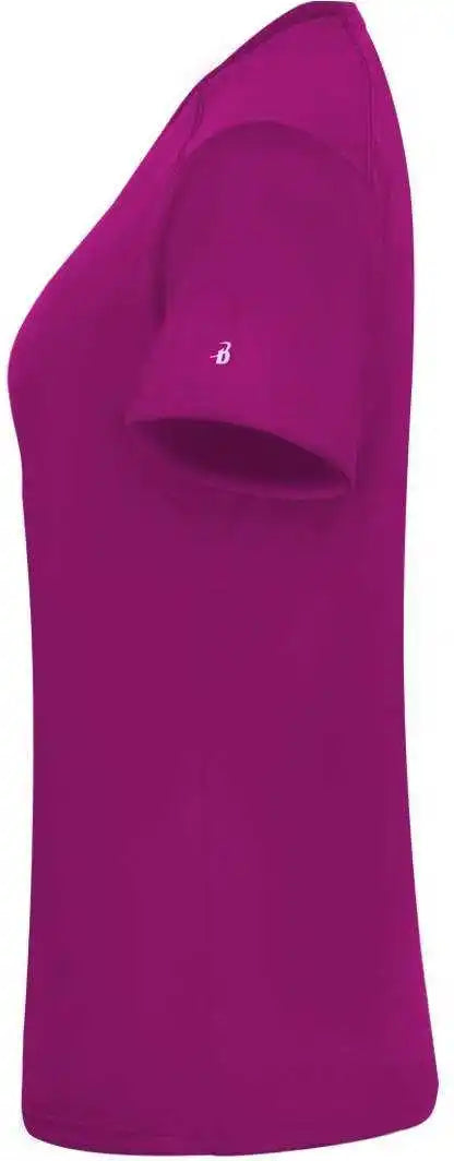 Badger Sport 4062 Ultimate Softlock Ladies v Neck Short Sleeve Tee Hot Pink