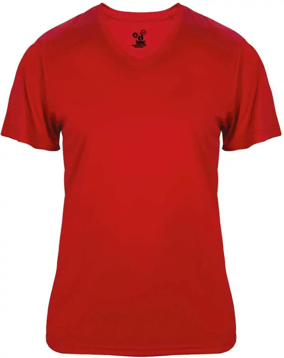Badger Sport 4062 Ultimate Softlock Ladies V-neck Short Sleeve Tee - Red