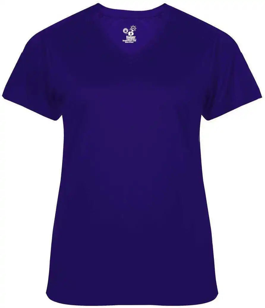 Badger Sport 4062 Ultimate Softlock Ladies v Neck Short Sleeve Tee Purple