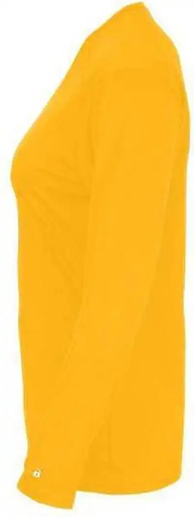 Badger Sport 4064 Ultimate Softlock v Neck Ladies Long Sleeve Tee Gold
