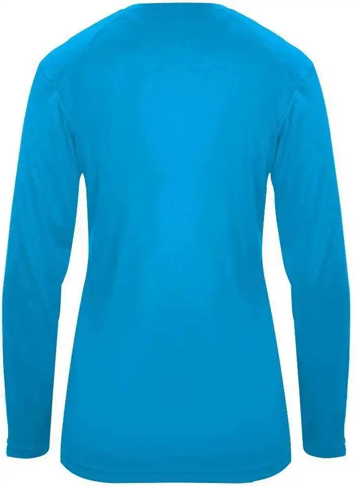 Badger Sport 4064 Ultimate Softlock v Neck Ladies Long Sleeve Tee Electric Blue