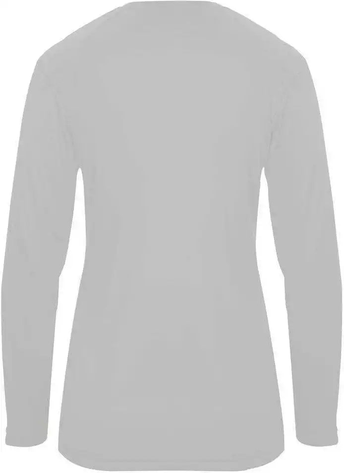 Badger Sport 4064 Ultimate Softlock V-neck Ladies Long Sleeve Tee - Silver