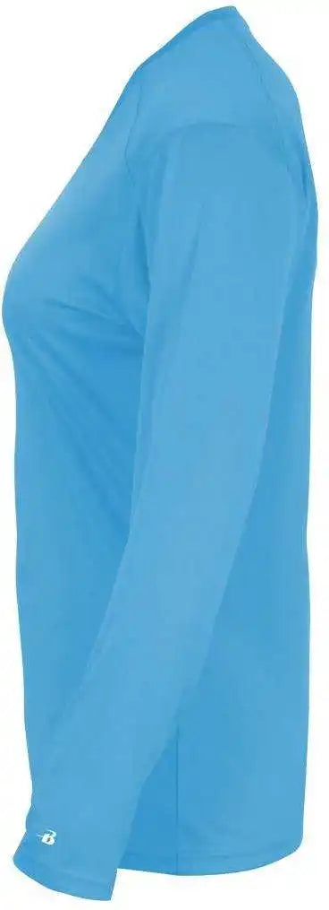 Badger Sport 4064 Ultimate Softlock v Neck Ladies Long Sleeve Tee Columbia Blue