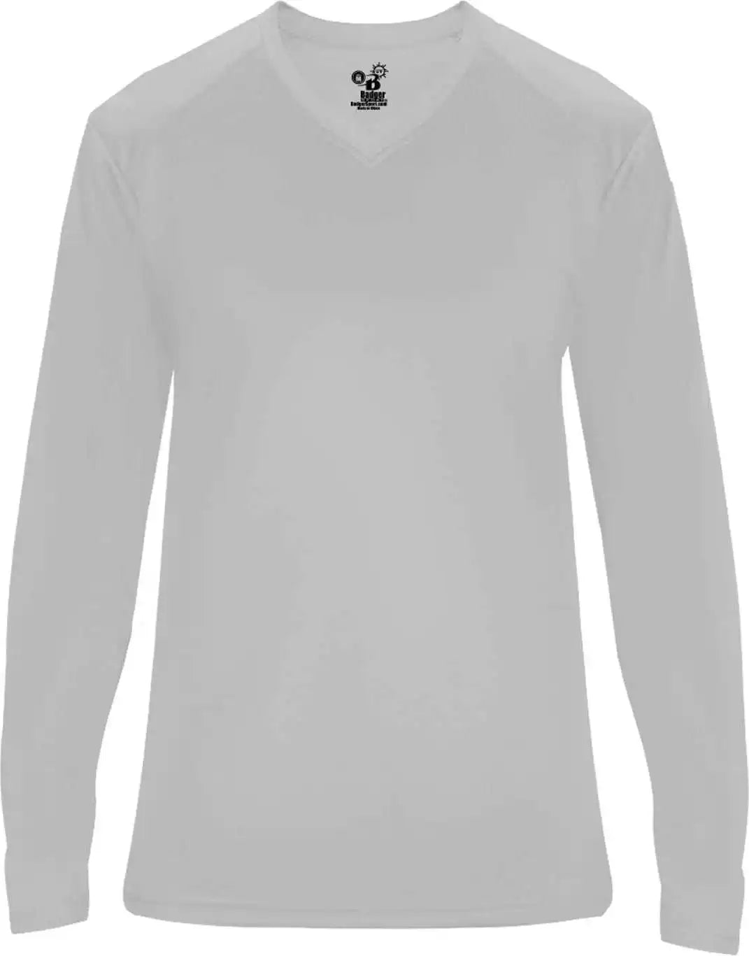 Badger Sport 4064 Ultimate Softlock V-neck Ladies Long Sleeve Tee - Silver