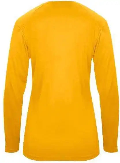 Badger Sport 4064 Ultimate Softlock v Neck Ladies Long Sleeve Tee Gold