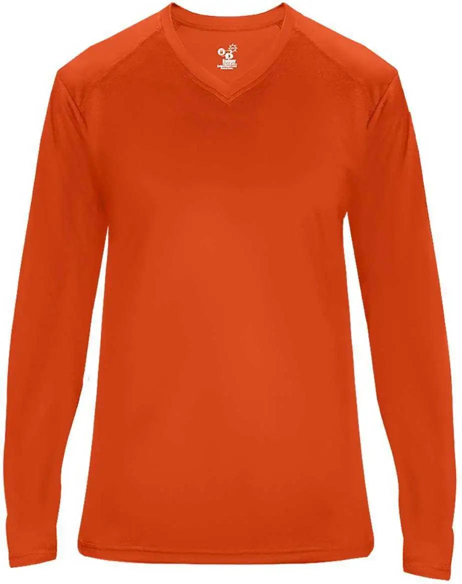 Badger Sport 4064 Ultimate Softlock V-neck Ladies Long Sleeve Tee - Orange
