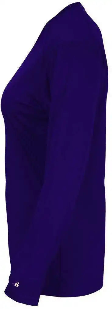 Badger Sport 4064 Ultimate Softlock V-neck Ladies Long Sleeve Tee - Purple