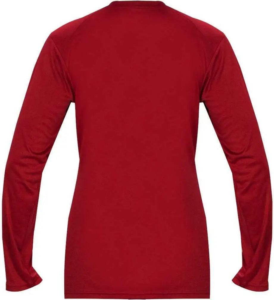 Badger Sport 4064 Ultimate Softlock V-neck Ladies Long Sleeve Tee - Red