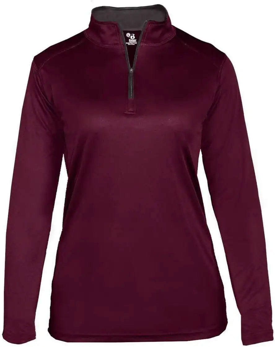 Badger Sport 4103 b Core Ladies 1/4 Zip Maroon Graphite