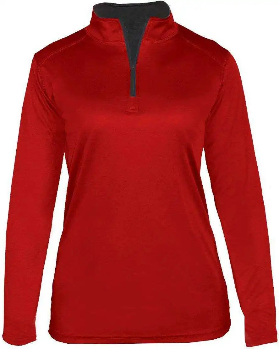 Badger Sport 4103 b Core Ladies 1/4 Zip Red Graphite