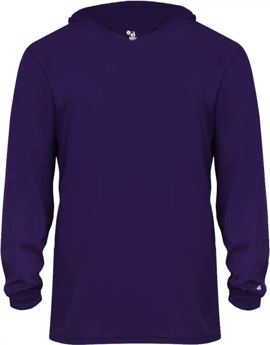 Badger Sport 4105 b Core Long Sleeve Hoodie Tee Purple