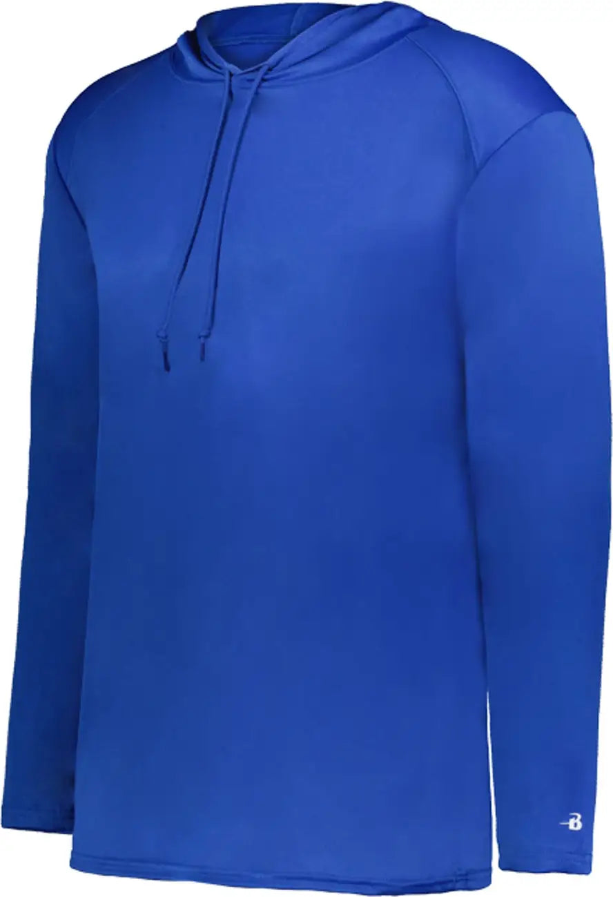 Badger Sport 4105 B-core Long Sleeve Hoodie Tee - Royal - Adult Xs