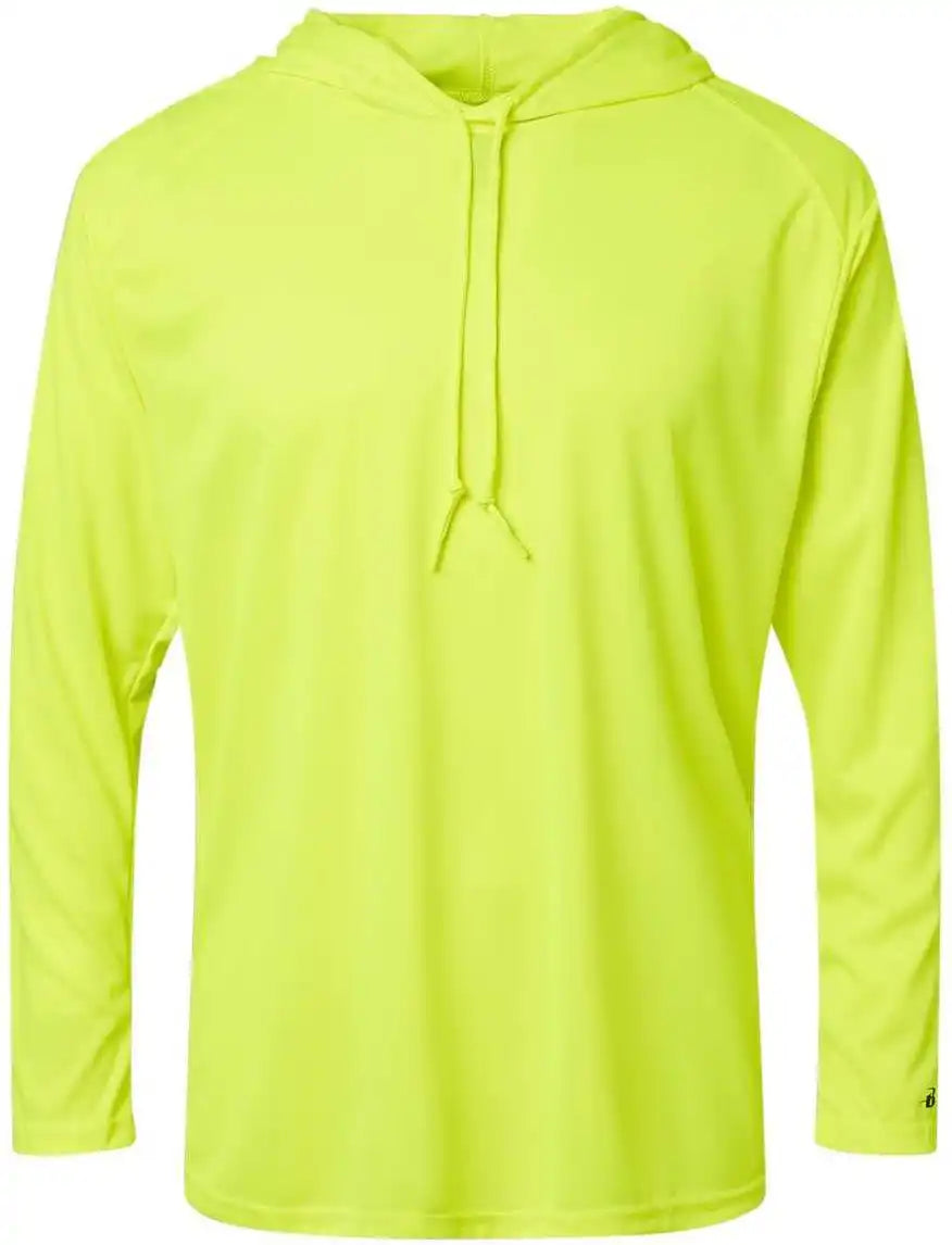Badger Sport 4105 b Core Long Sleeve Hoodie Tee Safety Yellow