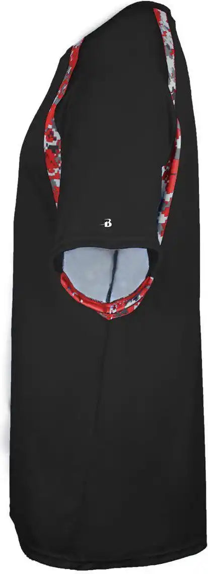 Badger Sport 4140 Digital Hook Adult Tee Black Red