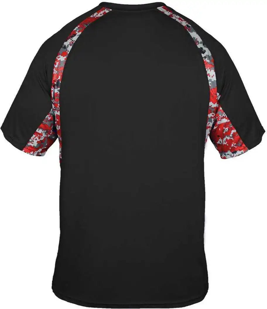 Badger Sport 4140 Digital Hook Adult Tee Black Red