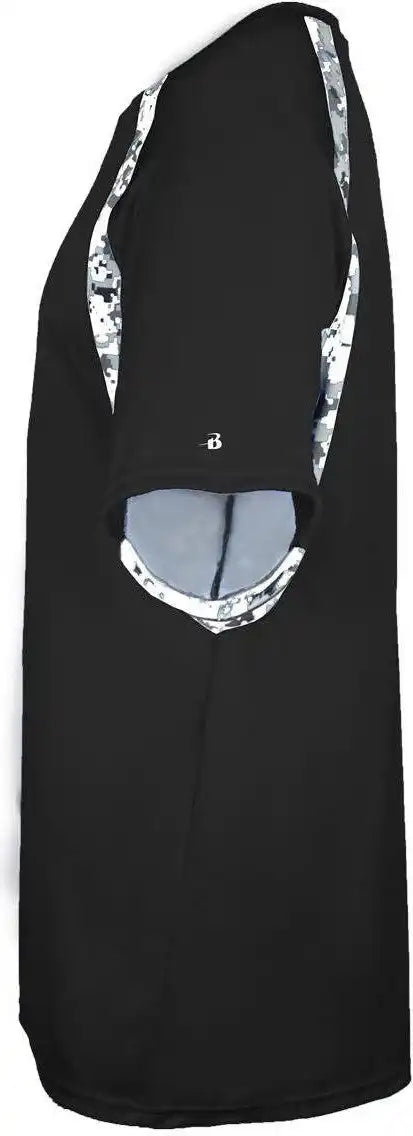 Badger Sport 4140 Digital Hook Adult Tee Black White