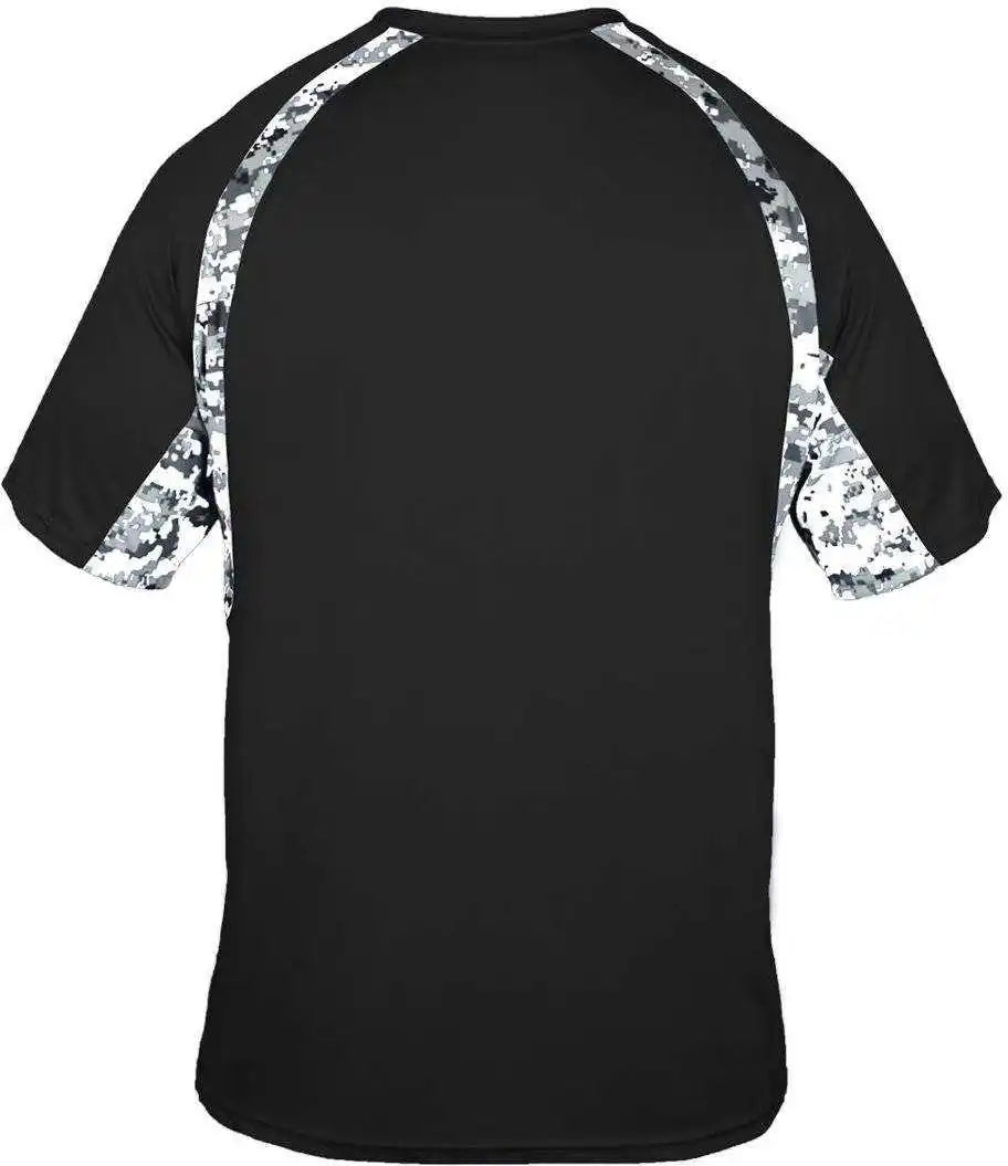 Badger Sport 4140 Digital Hook Adult Tee Black White