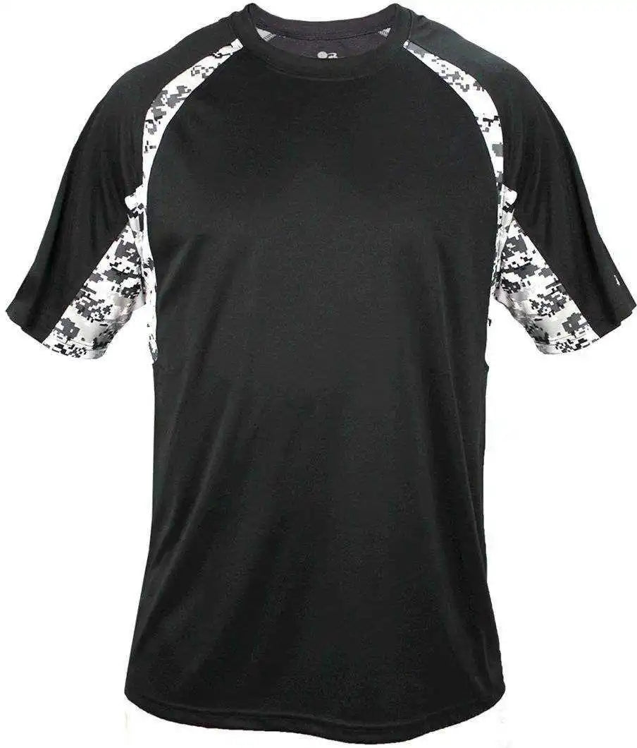 Badger Sport 4140 Digital Hook Adult Tee Black White