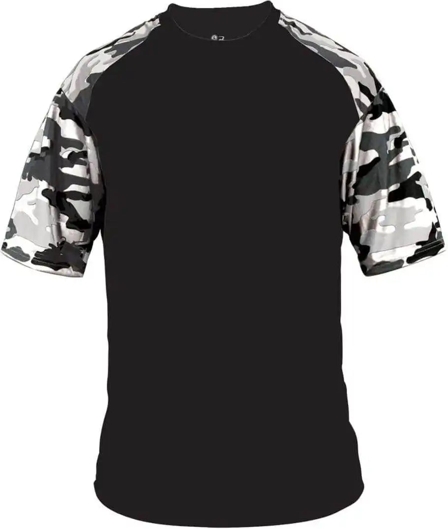 Badger Sport 4141 Camo Adult Tee - Black White
