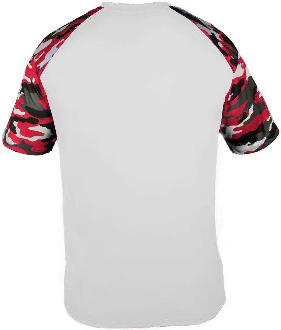 Badger Sport 4141 Camo Adult Tee - White Red