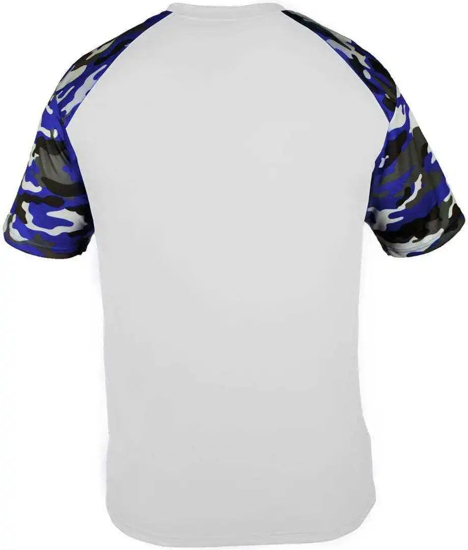 Badger Sport 4141 Camo Adult Tee - White Royal