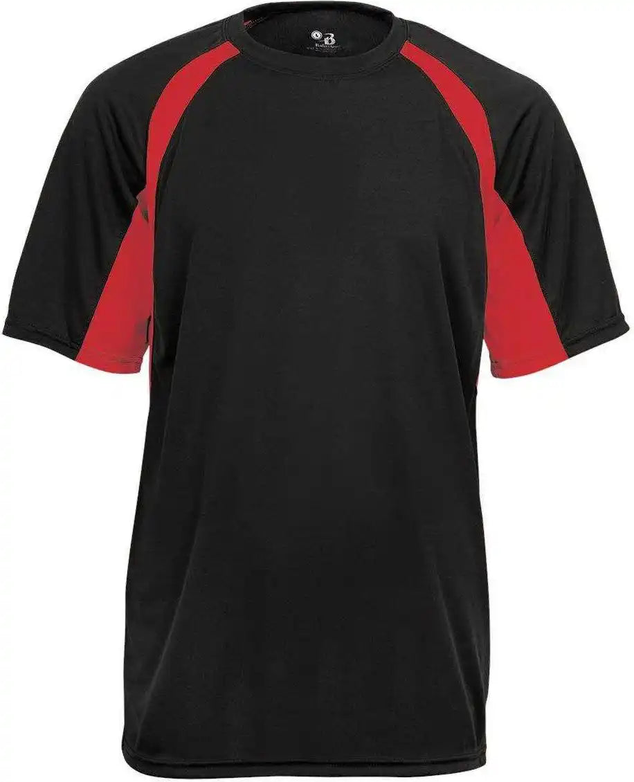 Badger Sport 4144 Adult Hook Tee Black Red