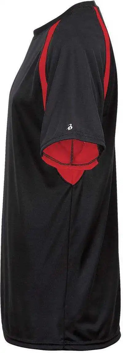 Badger Sport 4144 Adult Hook Tee Black Red