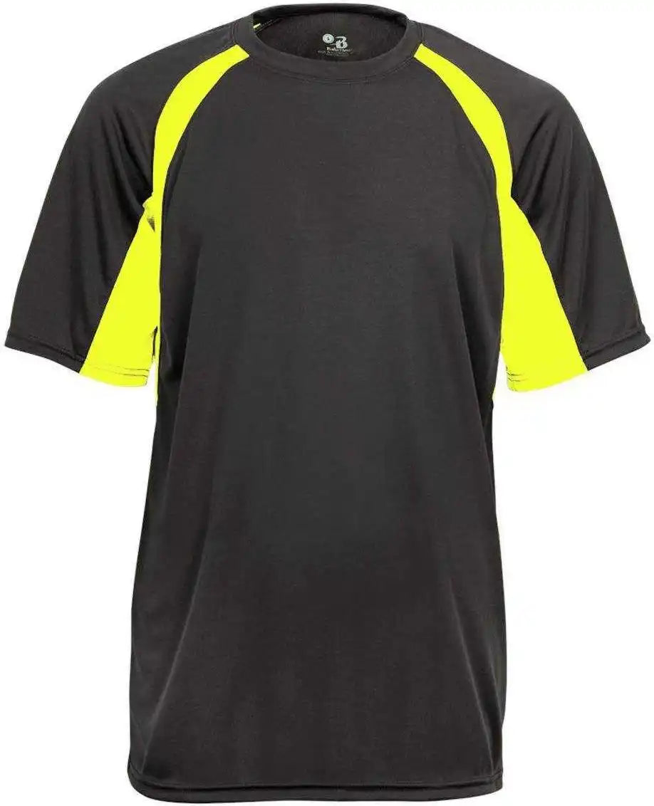 Badger Sport 4144 Adult Hook Tee Graphite Safety Yellow