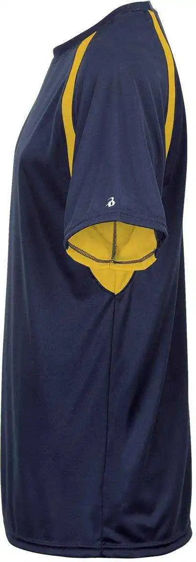 Badger Sport 4144 Adult Hook Tee Navy Gold