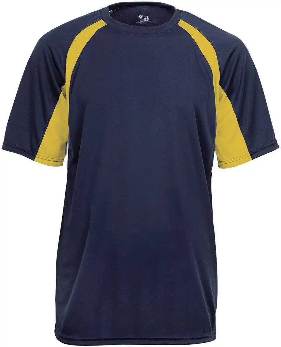 Badger Sport 4144 Adult Hook Tee Navy Gold