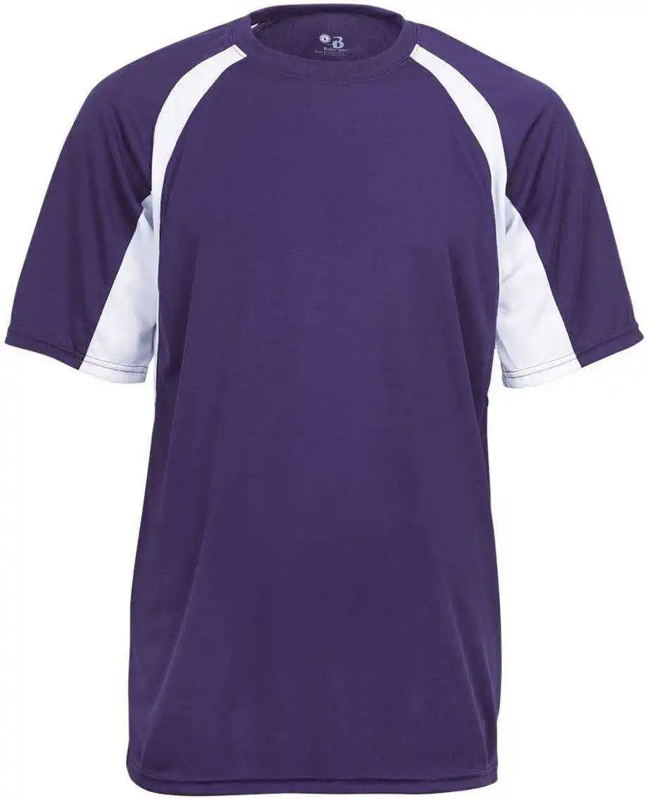 Badger Sport 4144 Adult Hook Tee Purple White