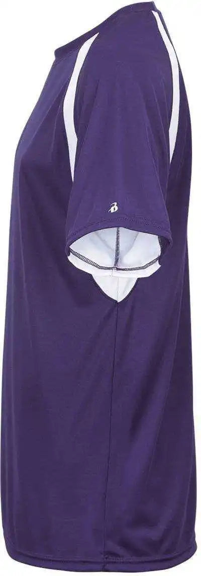 Badger Sport 4144 Adult Hook Tee Purple White