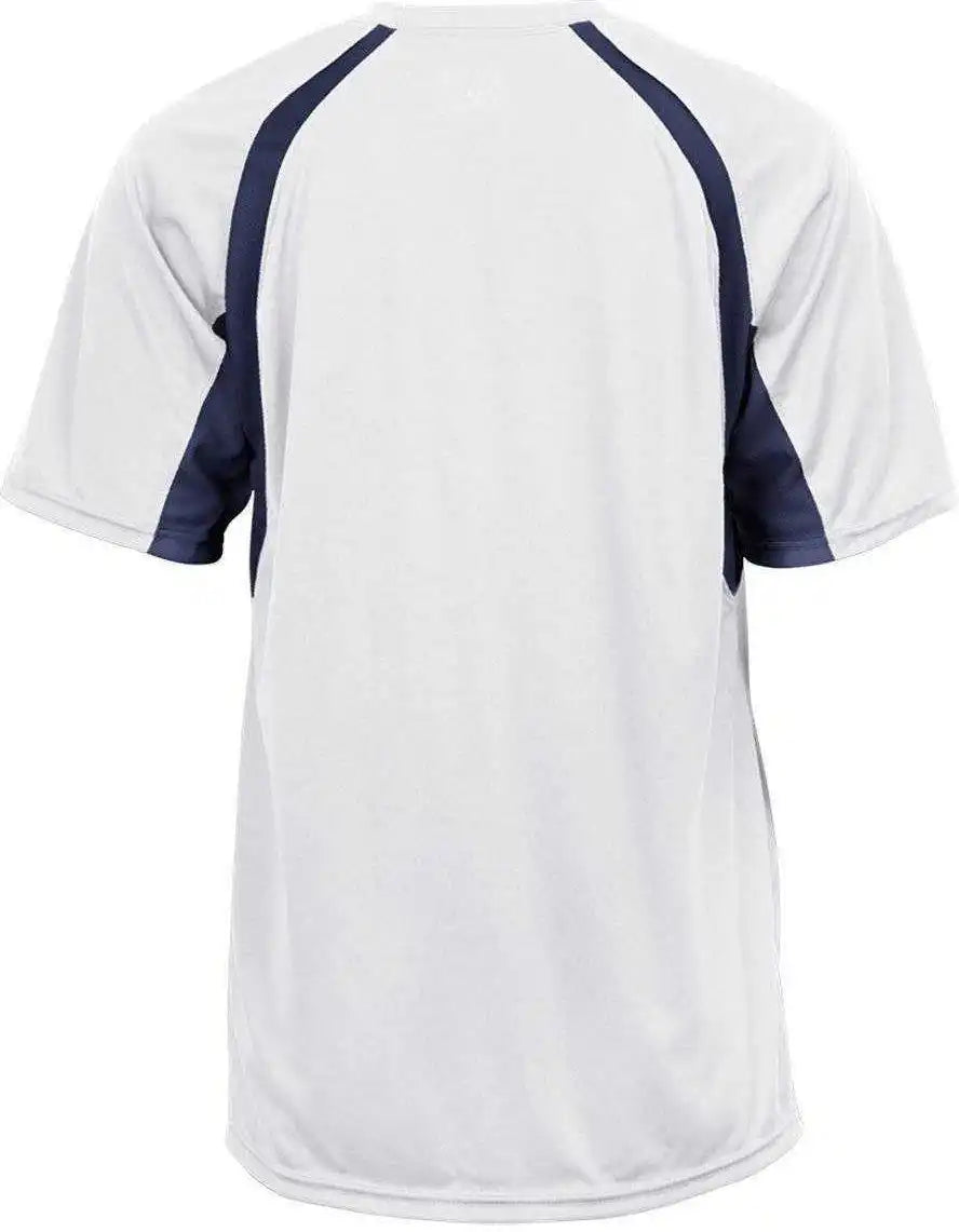 Badger Sport 4144 Adult Hook Tee White Navy