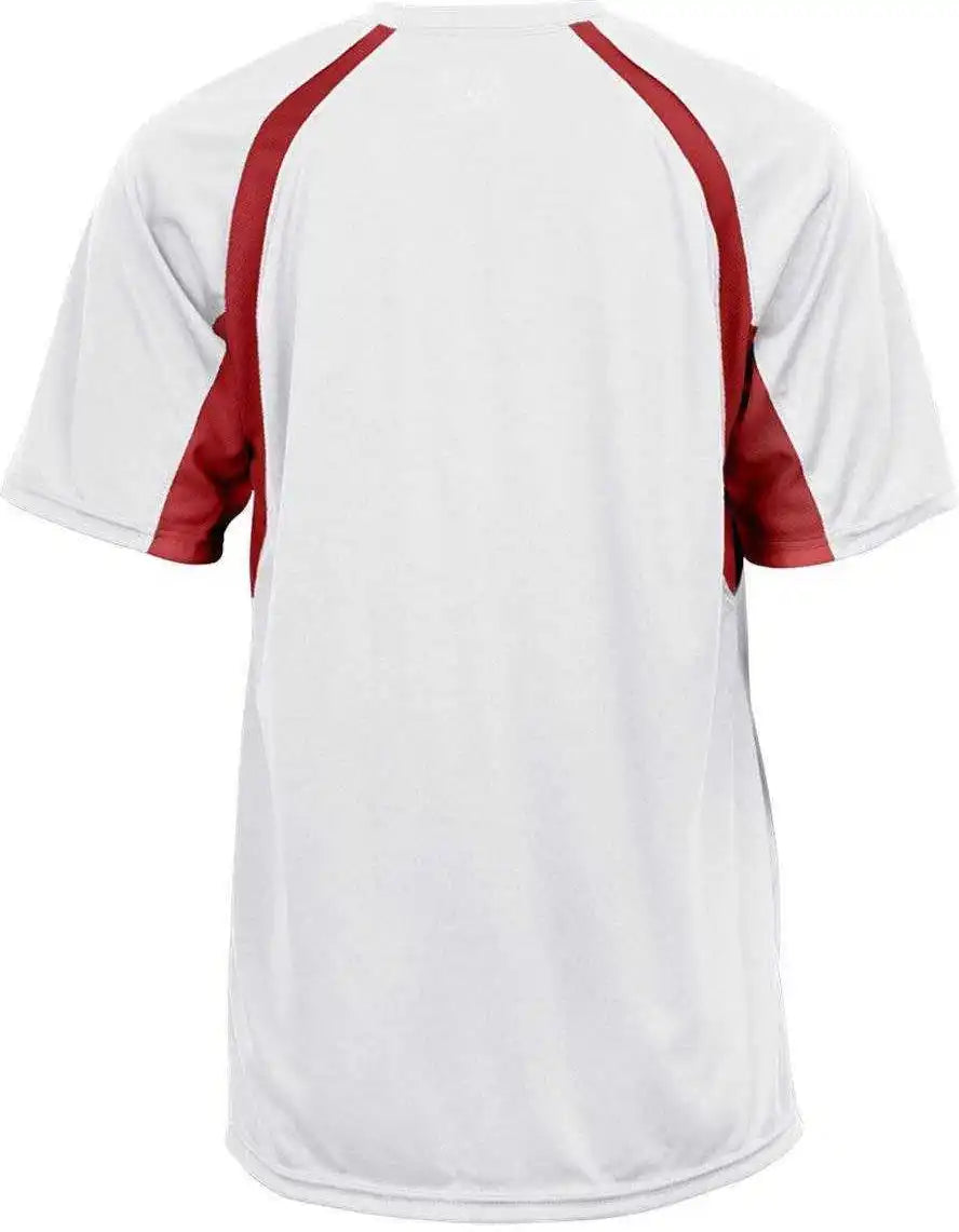 Badger Sport 4144 Adult Hook Tee White Red