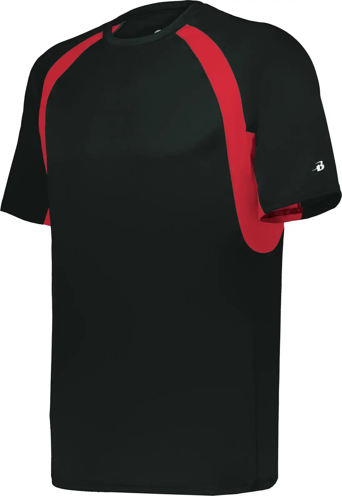 Badger Sport 4144 Hook Tee - Black Red - Adult s