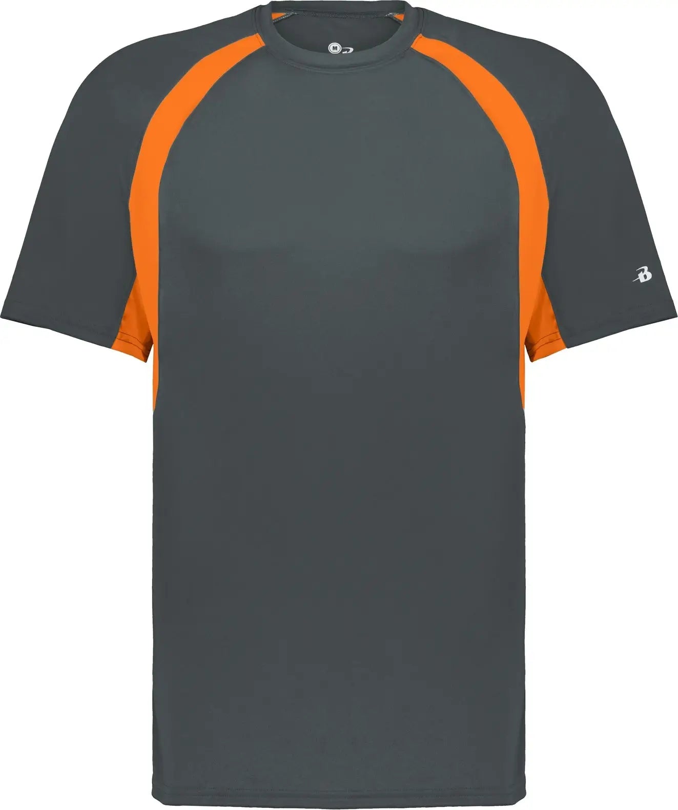 Badger Sport 4144 Hook Tee - Graphite Safety Orange - Adult s