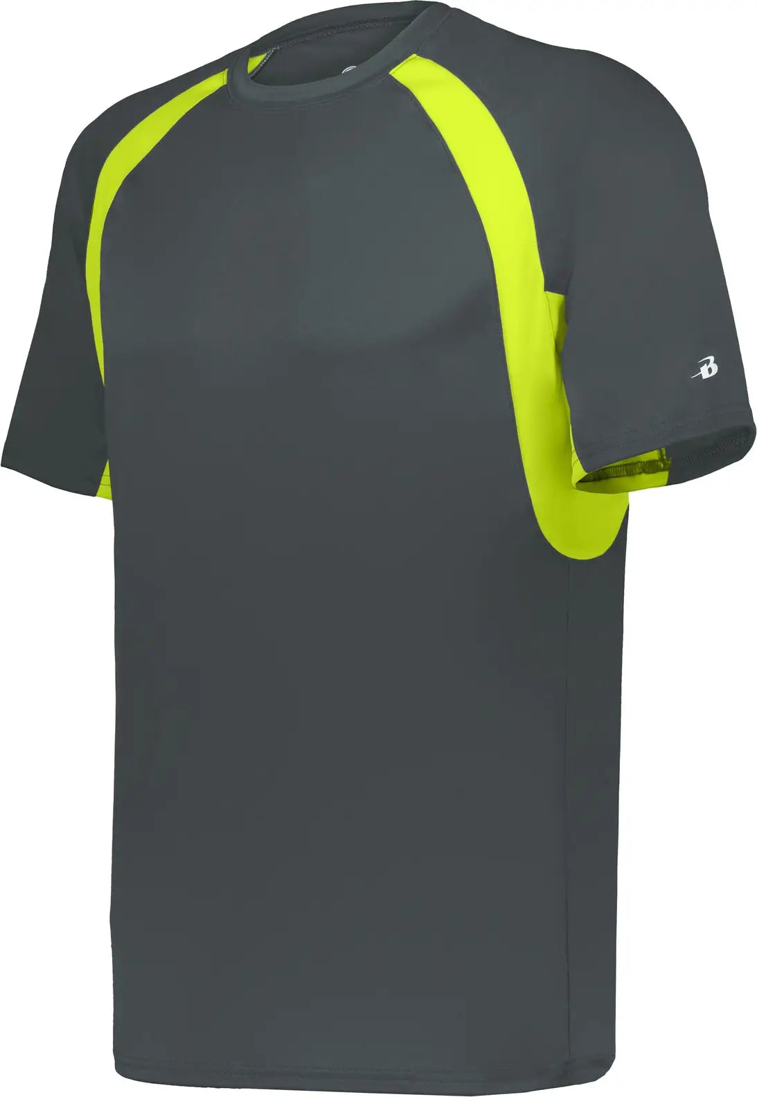 Badger Sport 4144 Hook Tee - Graphite Safety Yellow - Adult s