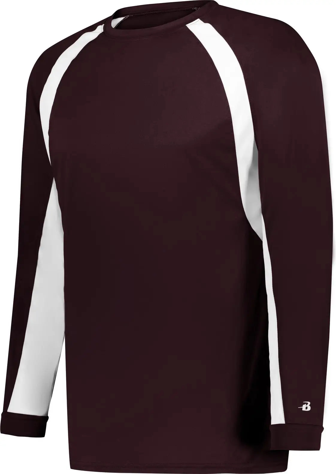 Badger Sport 4154 Hook L/s Tee - Maroon White - Adult s