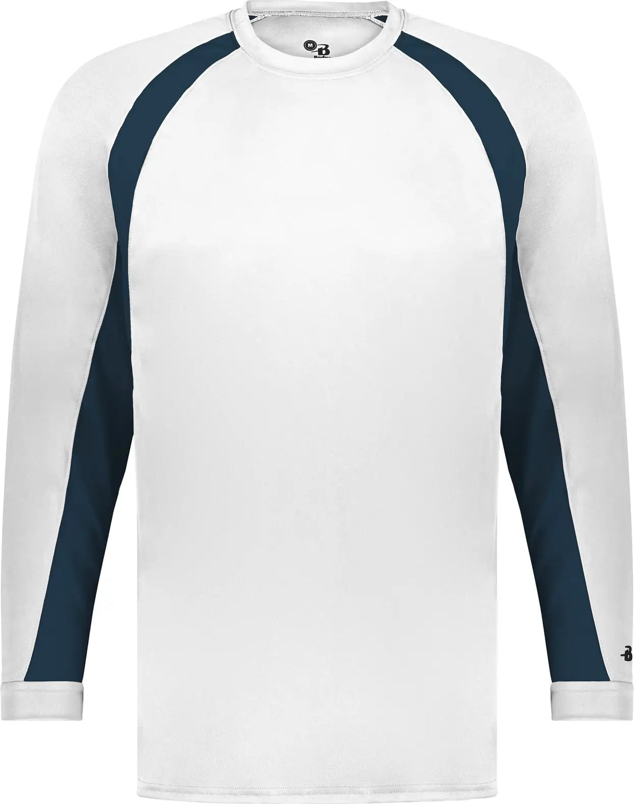 Badger Sport 4154 Hook L/s Tee - White Navy - Adult s