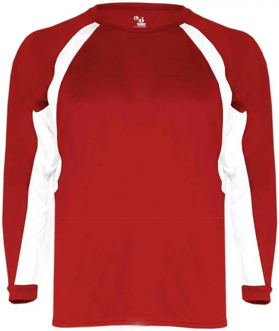Badger Sport 4154 Hook Long Sleeve Tee Red White