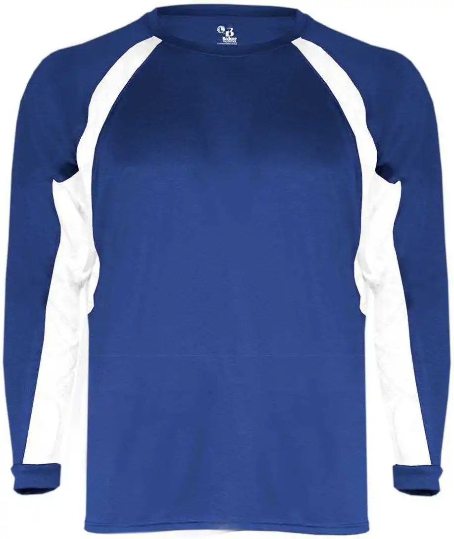 Badger Sport 4154 Hook Long Sleeve Tee Royal White