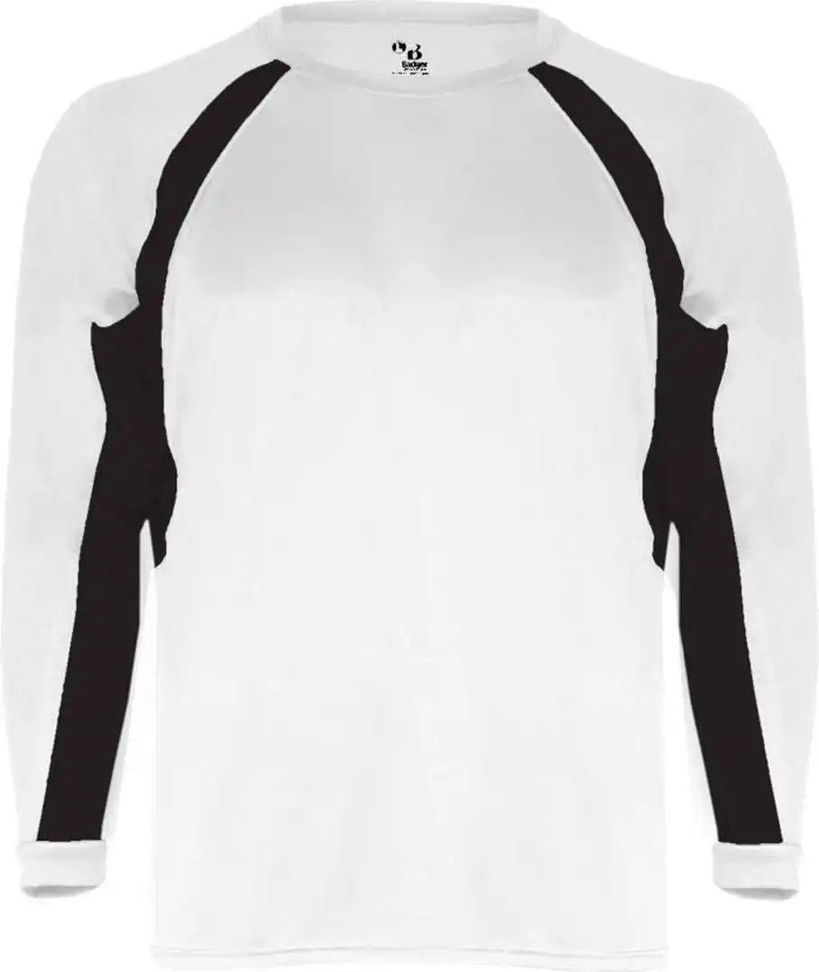 Badger Sport 4154 Hook Long Sleeve Tee - White Black