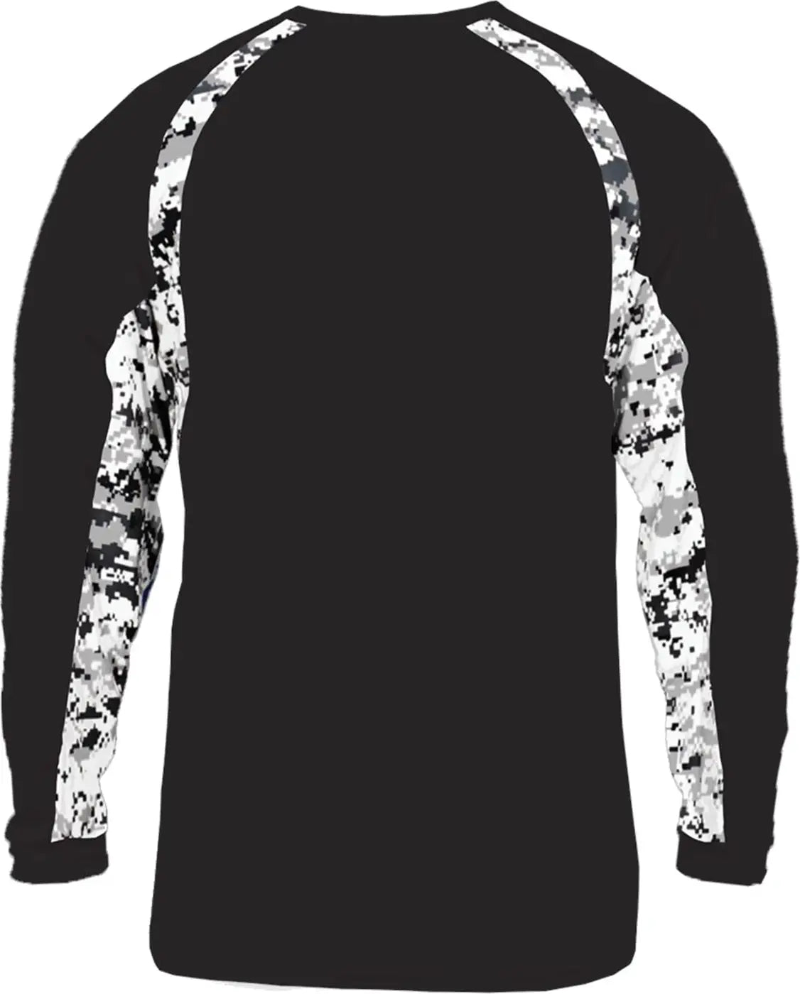 Badger Sport 4155 Digital Hook L/s Tee - Black White - Adult l