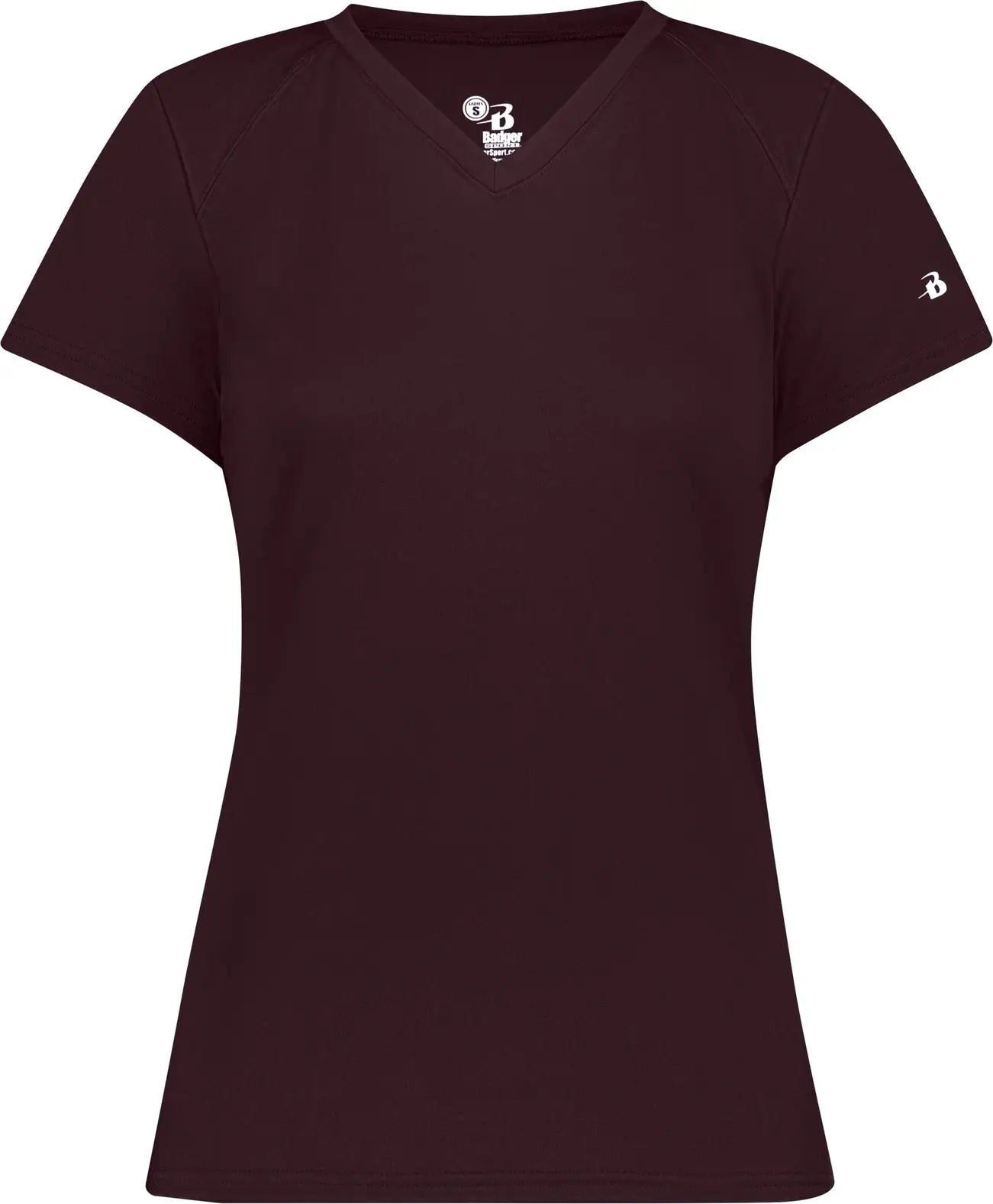Badger Sport 4162 B-core Ladies S/s V-neck Tee - Maroon - Xs