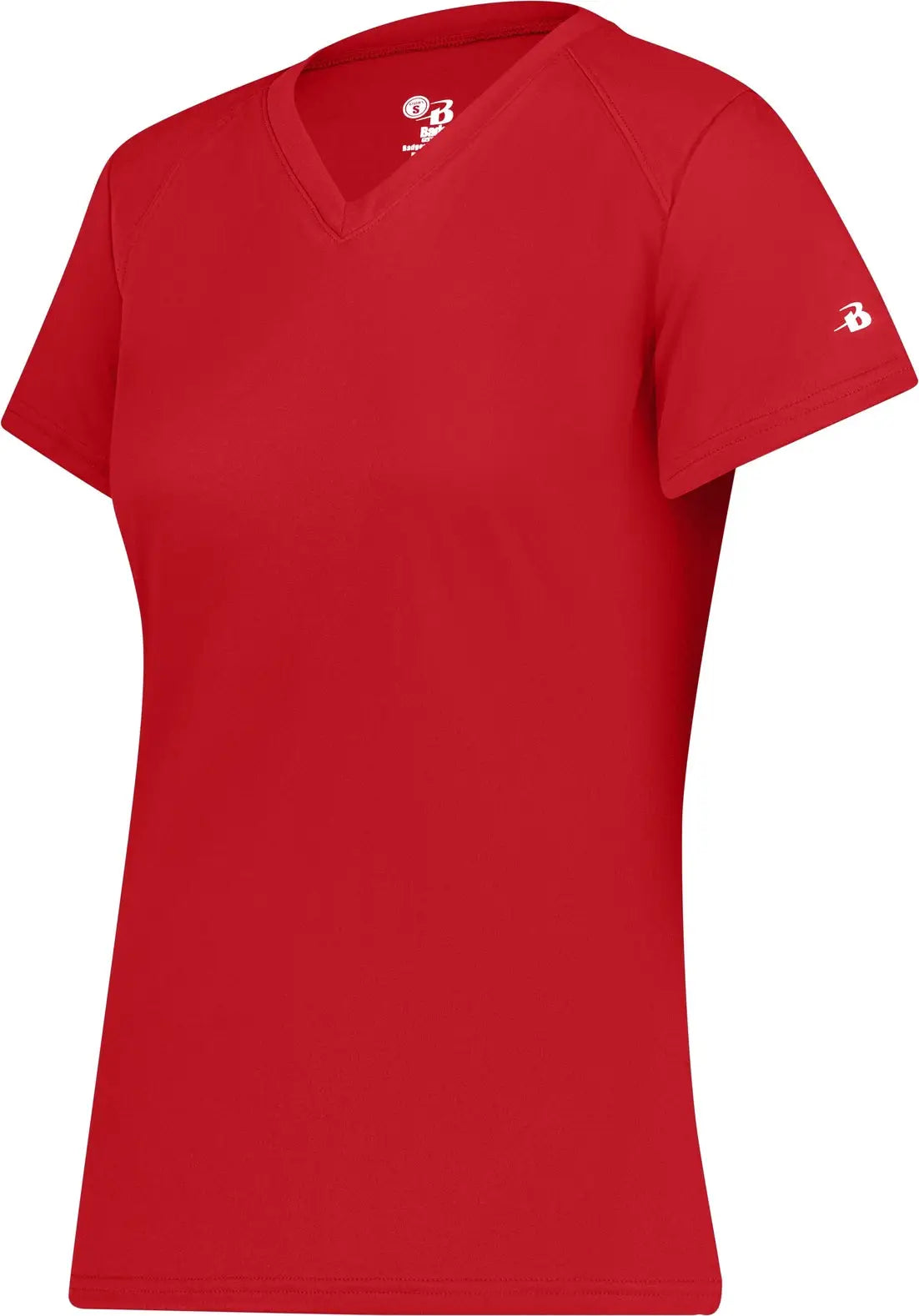 Badger Sport 4162 B-core Ladies S/s V-neck Tee - Red - Xs