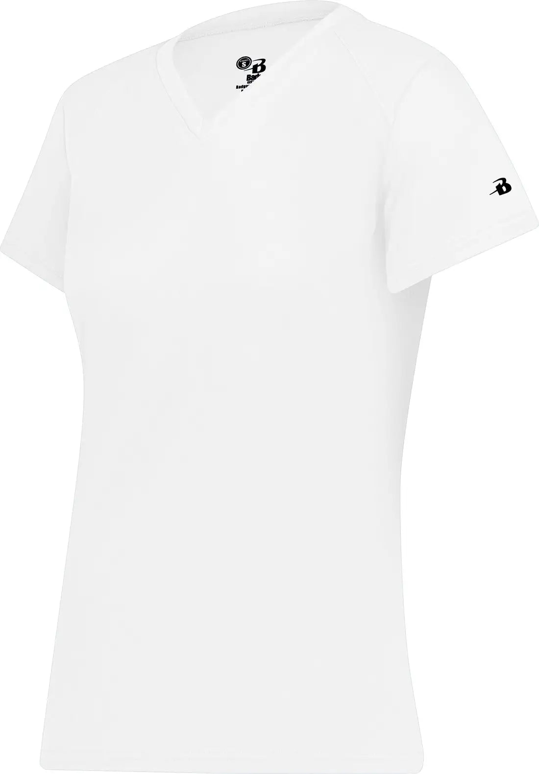 Badger Sport 4162 B-core Ladies S/s V-neck Tee - White - Xs