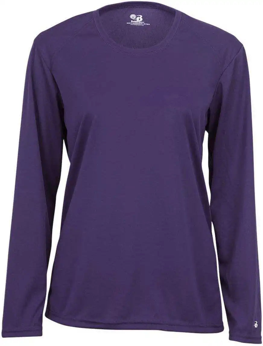 Badger Sport 4164 Ladies b Core Long Sleeve Tee Purple