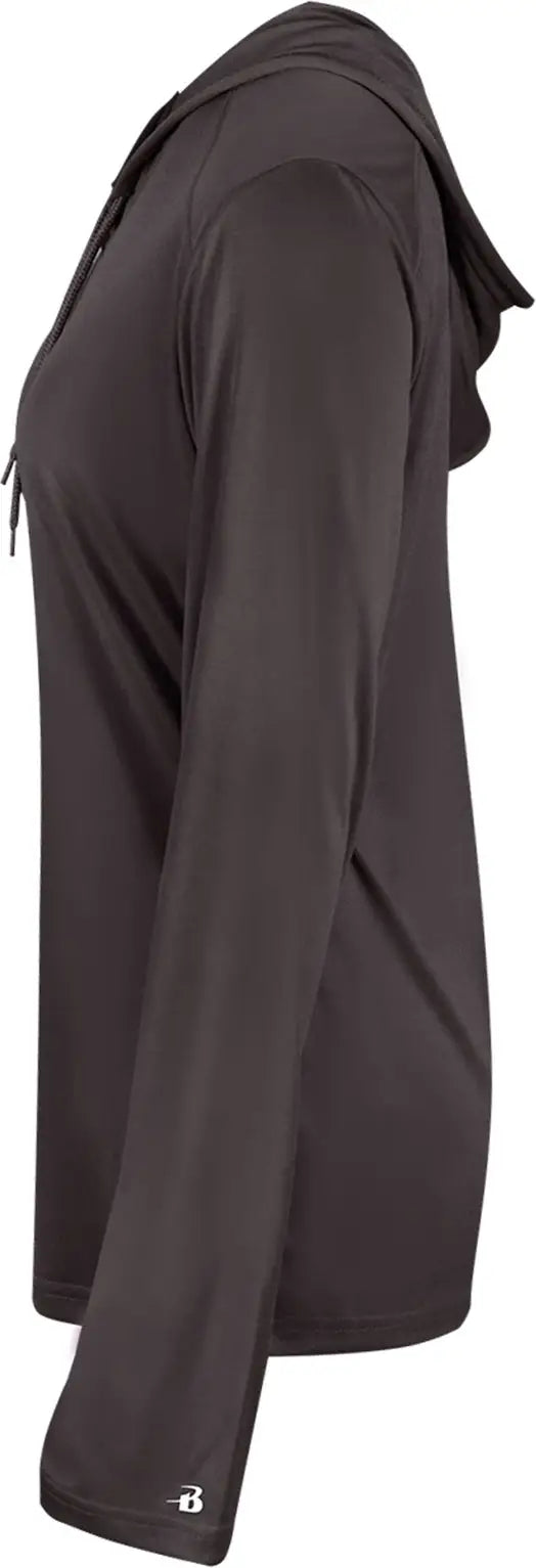 Badger Sport 4165 B-core Long Sleeve Ladies Hoodie Tee - Graphite