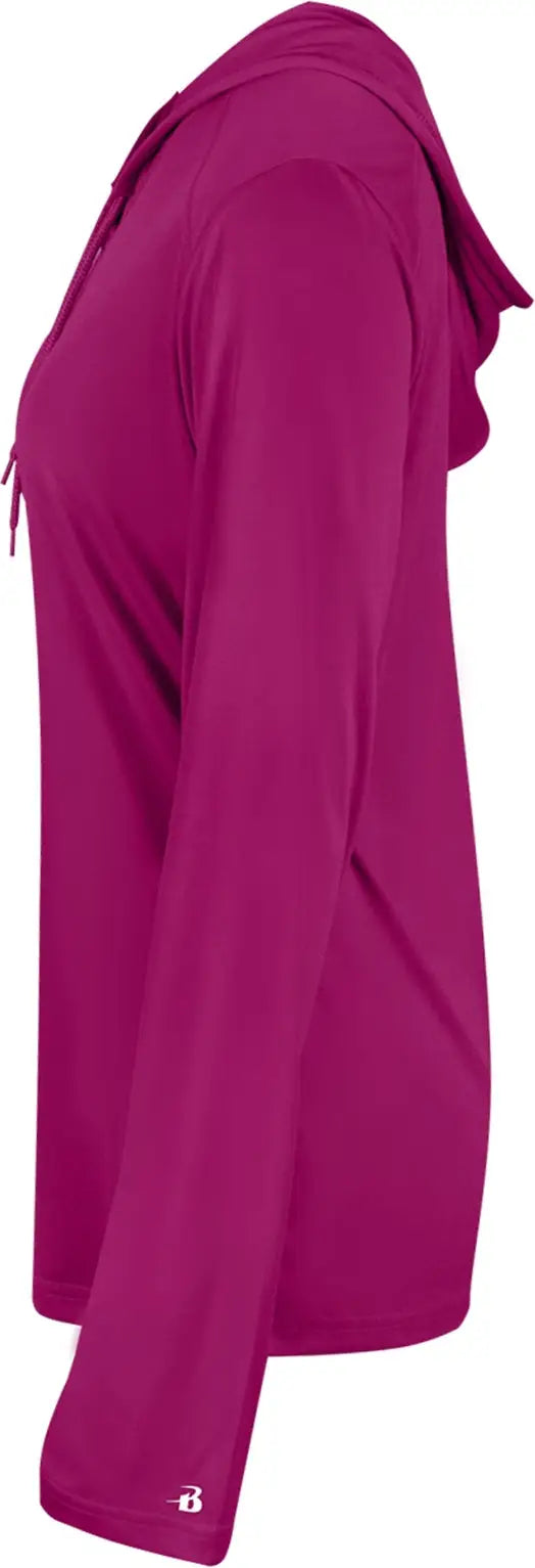 Badger Sport 4165 B-core Long Sleeve Ladies Hoodie Tee - Hot Pink
